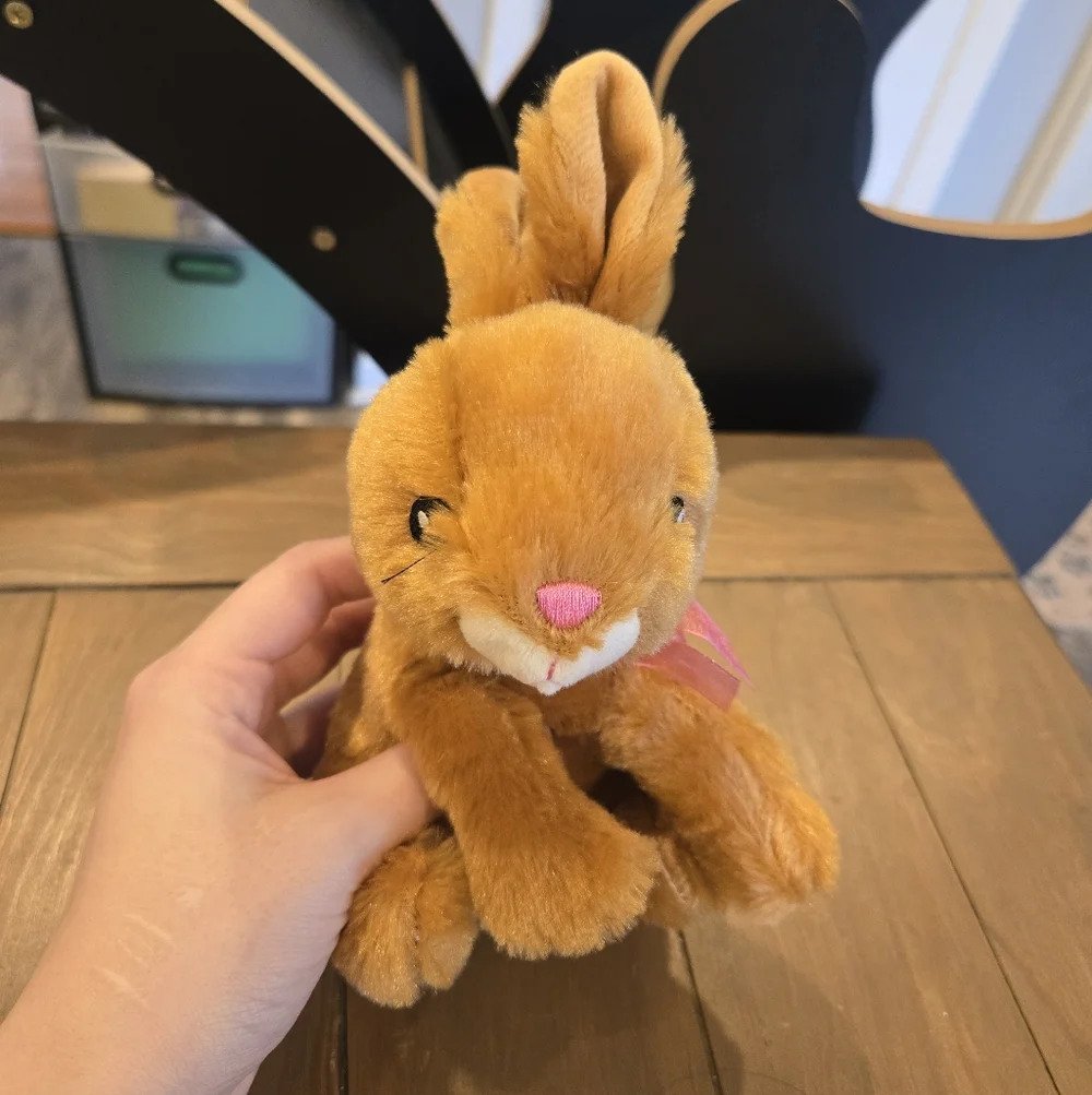 Brown Plush Bunny with Pink Bow